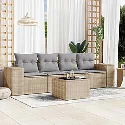 Maison Chic Salon de jardin avec coussins 5 pcs | Ensemble de Table et chaises | Mobilier d'Extérieur beige résine tressée -GKD69938