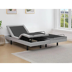 Avis Vente-Unique Sommier électrique de relaxation déco - 2 x 90 x 200 cm - Tissu - Gris - ALPANA de YSMÉE