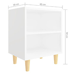 vidaXL Tables de chevet avec pieds en bois 2 pcs Blanc 40x30x50 cm pas cher