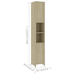 vidaXL Armoire de salle de bain Chêne sonoma 30x30x183,5 cm Aggloméré pas cher