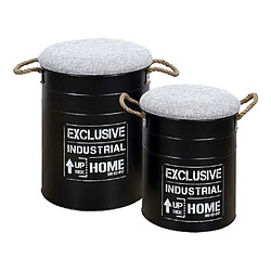 The Home Deco Factory Pouf gigogne baril en métal Dock (Lot de 2).