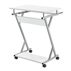 Acheter Helloshop26 Bureau ordinateur roulant table informatique avec support clavier coulissant avec 4 roulettes MDF 60 cm blanc 03_0001153