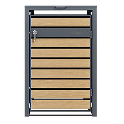 AXI Lucas Cache Poubelle Métallique Anthracite/Aspect Bois - Abri poubelle pour 1 conteneur - Max. 240L - Abri Poubelle Extérieur avec Excellente Ventilation