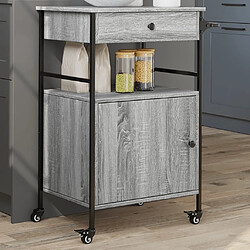 Maison Chic Desserte de cuisine | Chariot de cuisine | Meuble de rangement roulant sonoma gris 56x43x89,5 cm bois d'ingénierie -GKD36983