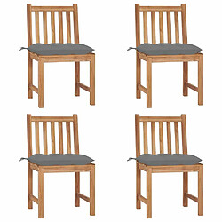 Maison Chic Lot de 4 Chaises de jardin avec coussins | Fauteuil chaises d'extérieur Bois de teck massif -GKD70072