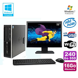 Lot PC HP 8100 SFF G6950 2,8 GHz 16Go 240Go SSD Wifi Graveur W7Pro Ecran 22" · Occasion 