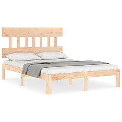 Maison Chic Cadre/structure de lit avec tête de lit pour adulte - Lit Moderne Chambre 120x200 cm bois massif -MN53998