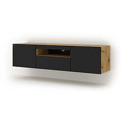 FURNLUX Table de télévision AURA 150x37x42 AUCUNE LED Crème & Noir