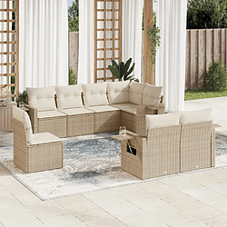 vidaXL Salon de jardin avec coussins 8 pcs beige résine tressée 