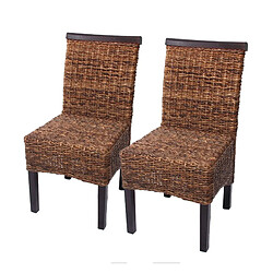 Decoshop26 Lot de 2 chaises en rotin banane tressée pieds marron foncés CDS04005 