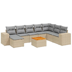 Maison Chic Salon de jardin avec coussins 9 pcs, Ensemble Tables et chaises de jardin, beige résine tressée -GKD424242