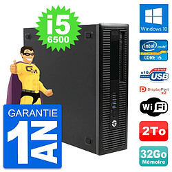 PC HP EliteDesk 800 G2 SFF Intel i5-6500 RAM 32Go Disque 2To Windows 10 Wifi - Occasion