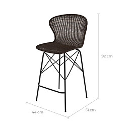 Rendez Vous Deco Chaise de bar Palma en résine tressée marron 63 cm (lot de 2)