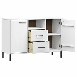 Maison Chic Buffet,Meuble de Rangement,commode pour salon,Cuisine avec pieds en métal Blanc 113x40x77 cm Bois massif OSLO -MN70236 pas cher