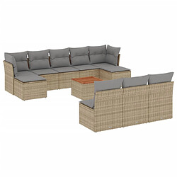 vidaXL Salon de jardin et coussins 11 pcs mélange beige résine tressée