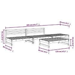 vidaXL Salon de jardin 4 pcs bois massif douglas pas cher