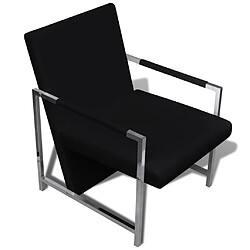 Acheter Helloshop26 Fauteuil chaise siège lounge design club sofa salon avec pieds chromés synthétique noir 1102046/3