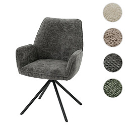 Mendler Chaise de salle à manger HWC-G67, chaise de cuisine avec accoudoirs, pivotante Auto-Position, chenille Oeko-Tex MVG ~ gris foncé