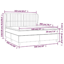 vidaXL Sommier à lattes de lit et matelas Gris foncé 160x200cm Velours pas cher