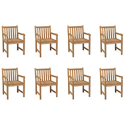 vidaXL Chaises d'extérieur lot de 8 Bois de teck solide