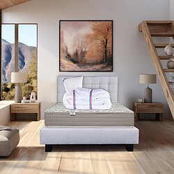 LUXURY LITERIE Ensemble matelas OrganicCoton 90x190 cm + sommier gris ep20cm + oreiller + couette + Tête de Lit •Dimensions du couchage: 90x190 cm •Type de matelas: Mousse, memosoft100 •Epaisseur du matelas: 24 cm •Matelas livré roulé compressé •Traitement de protection: Anti-acarien, Anti-bactérien, Hypoallergénique •Revêtement-Coutil certifié Oeko-tex® - 1 oreill