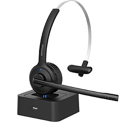 Universal Écouteurs Bluetooth V5.0 Écouteurs d'ordinateur sans fil avec désonorisation PC Ordinateurs portables Microphone de bureau Base de recharge 