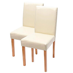 Decoshop26 Lot de 2 chaises de salle à manger synthétique crème pieds clairs CDS04041 