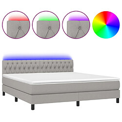 vidaXL Sommier à lattes de lit et matelas et LED Gris clair 180x200 cm