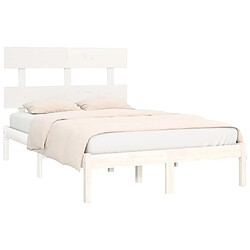 Avis Maison Chic Lit Moderne Chambre - Cadre/structure de lit pour adulte Blanc Bois massif 120x190 cm Petit Double -MN48779