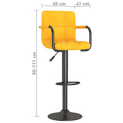 vidaXL Tabourets de bar lot de 2 jaune moutarde velours pas cher