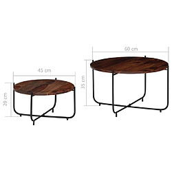 vidaXL Ensemble de table basse 2 pcs Bois massif 60x35 cm pas cher