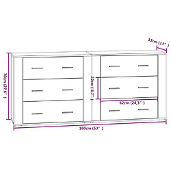 vidaXL Buffets 2 pcs blanc bois d'ingénierie pas cher