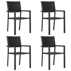 vidaXL Chaises de jardin lot de 4 Noir Plastique Aspect de rotin 