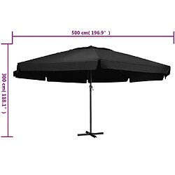 vidaXL Parasol de jardin avec mât en aluminium 500 cm noir pas cher