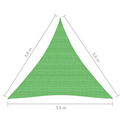 vidaXL Voile d'ombrage 160 g/m² Vert clair 3,6x3,6x3,6 m PEHD pas cher