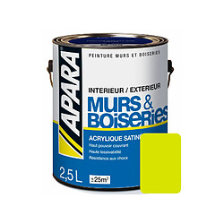 Apara Peinture intérieure couleur, acrylique satinée-2.5 litres-Soufre 