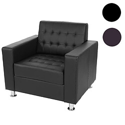 Mendler Fauteuil Kunda, fauteuil de salon / club, pieds métalliques ~ similicuir, noir