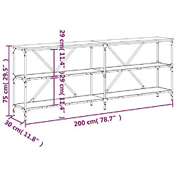 vidaXL Table console sonoma gris 200x30x75 cm bois d'ingénierie et fer pas cher