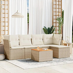 vidaXL Salon de jardin avec coussins 6 pcs beige résine tressée 