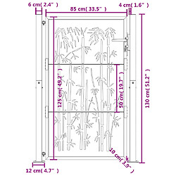 vidaXL Portail de jardin anthracite 105x130 cm acier design de bambou pas cher