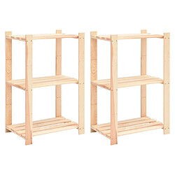 vidaXL Étagères de rangement à 3 niveaux 2 pcs 60x38x90 cm Pin 150 kg 