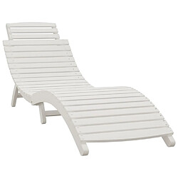 Helloshop26 Transat chaise longue bain de soleil lit de jardin terrasse meuble d'extérieur 184 x 55 x 64 cm bois massif d'acacia blanc 02_0012699 