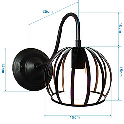 Acheter Universal Vin LED Lampe murale Loft de fusée de décélération Applique murale industrielle Noir E27 Fer Simple Abat-jour Cage Garde Applique murale Éclairage intérieur Pinces