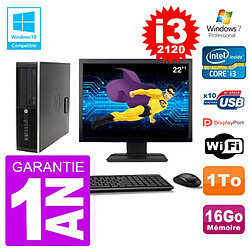 PC HP 6200 SFF Ecran 22" Intel i3-2120 RAM 16Go Disque 1To Graveur DVD Wifi W7 · Occasion 