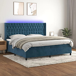 Maison Chic Lit adulte- Lit + matelas + LED,Sommier à lattes de lit matelas et LED Bleu foncé 200x200 cm -GKD57282