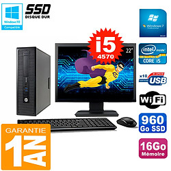 PC HP EliteDesk 800 G1 SFF Ecran 22" Core I5-4570 16Go Disque 960 Go SSD Wifi W7 · Occasion 