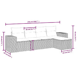 Avis vidaXL Salon de jardin avec coussins 5 pcs beige résine tressée