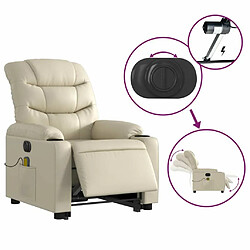 Maison Chic Fauteuil Relax pour salon, Fauteuil inclinable de massage électrique crème similicuir -GKD93504 pas cher