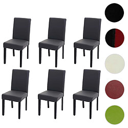 Mendler Lot de 6 chaises de salle à manger Chaise de cuisine Littau ~ similicuir, gris mat, pieds foncés