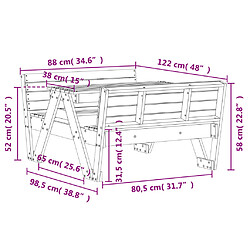 vidaXL Table de pique-nique pour enfants blanc bois massif de pin pas cher